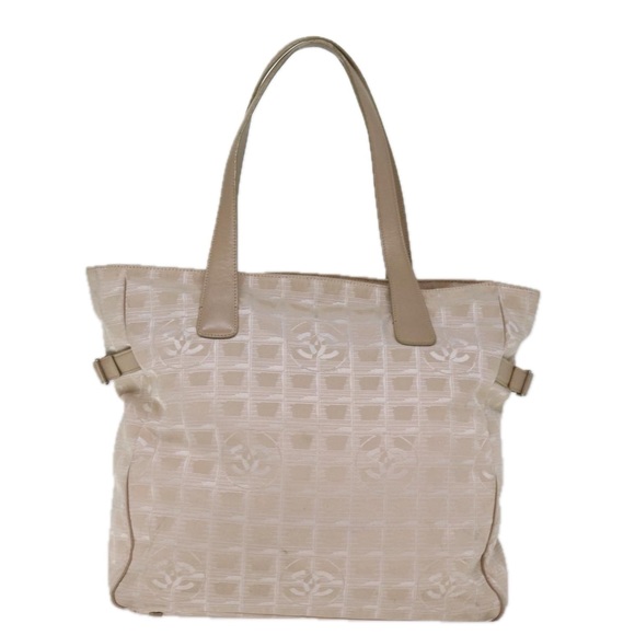 CHANEL New Travel Line Tote Bag Nylon Beige CC Auth th4946 - Picture 2 of 16